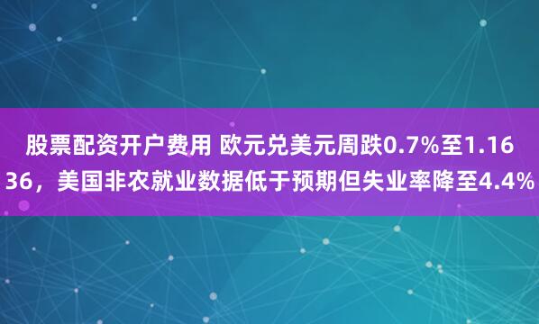股票配资开户费用 欧元兑美元周跌0.7%至1.1636，美国非农就业数据低于预期但失业率降至4.4%